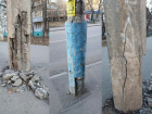 В Астрахани на улице Луконина рассыпаются железобетонные столбы