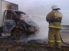 В Астраханской области на трассе сгорел грузовик с 20 дверьми