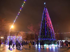 На центральной астраханской елке зажгли праздничные огни