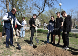 Председатель астраханской Гордумы сажал деревья со школьниками 