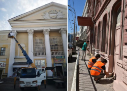 Фасады зданий в Астрахани обновляют ко Дню города