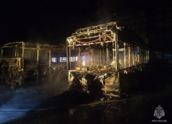 В Астрахани горел таксомоторный парк: пламя уничтожило два автобуса