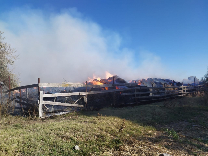 В Астраханской области ночью горело сено и автомобиль