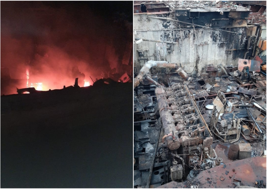 Ночью в Трусовском районе Астрахани 35 пожарных тушили грузовой теплоход
