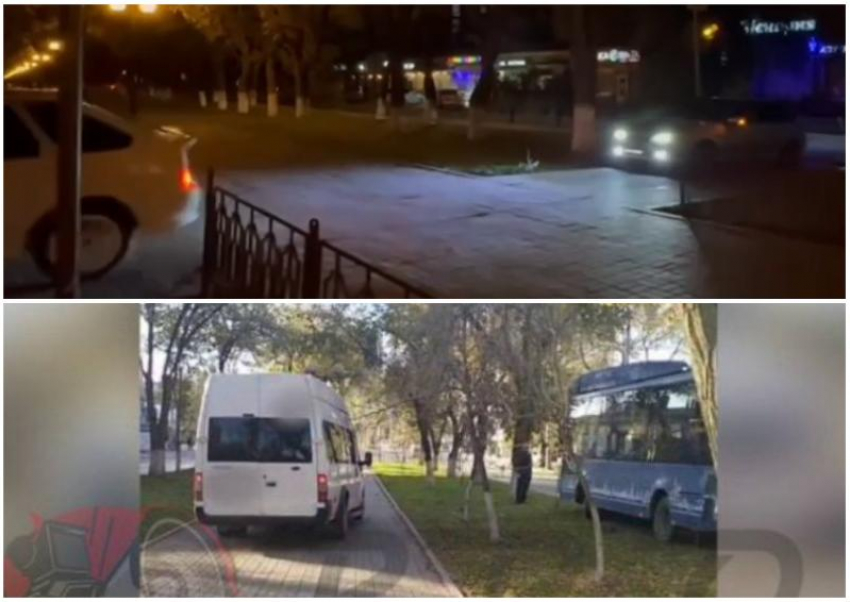 В Астрахани водители используют пешеходную аллею как часть дороги